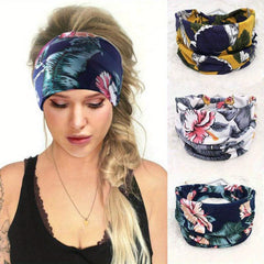 Bohemian Headband Leopard Print Hairband Twist Knotted Headscarf Set