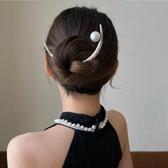 Silver Moon Pearl Hair Stick Metal Hair Sticks Hair Accessories Gold Bun Holder