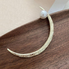 Silver Moon Pearl Hair Stick Metal Hair Sticks Hair Accessories Gold Bun Holder