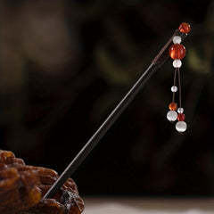 Red Beads Pendant Hair Pin Chinese Style Hair Stick Ponytail Holder