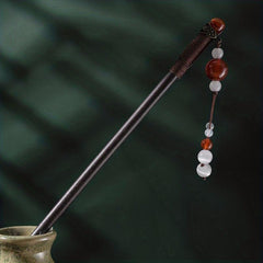 Red Beads Pendant Hair Pin Chinese Style Hair Stick Ponytail Holder