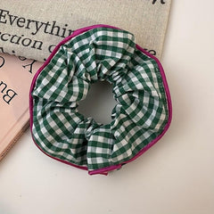 Floral Print Hair Tie Red Brim Hair Rope Sweet Ponytail Holder Women Girls
