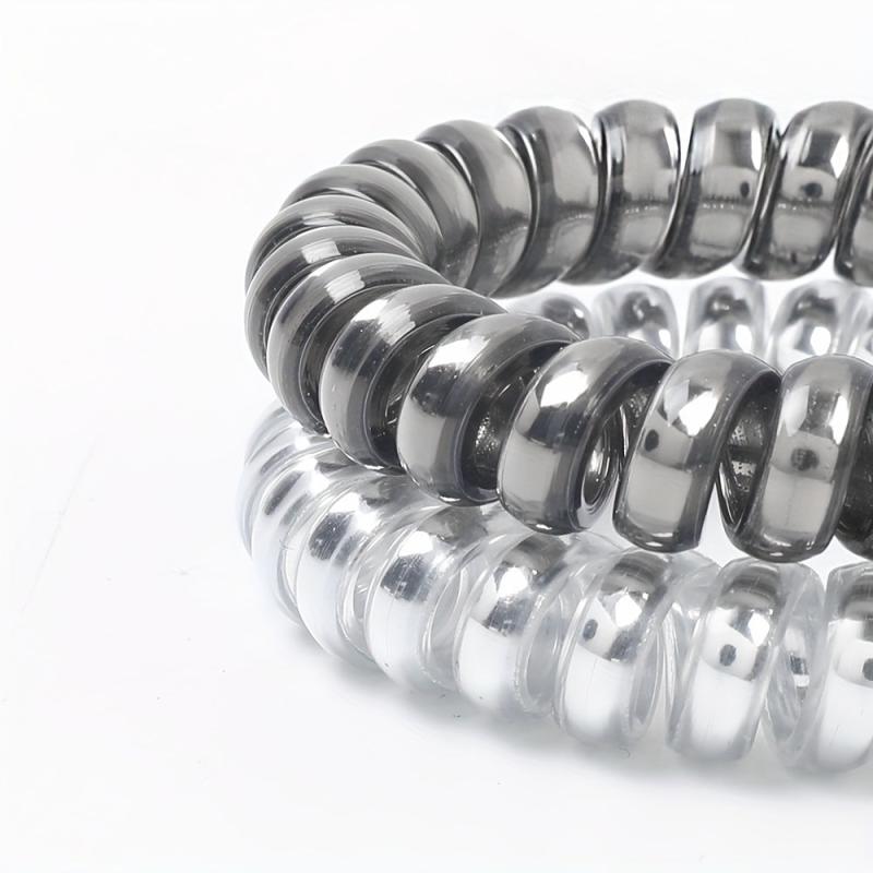 Metalic Spiral Hair Tie Resin Waterproof Ponytail Holder for Women Girls