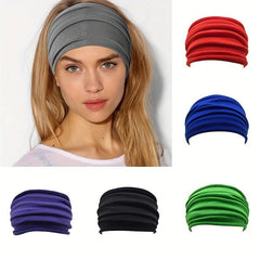 Pleated Hair Ornaments Non slip Elastic Headband Stretchy Yoga Sport
