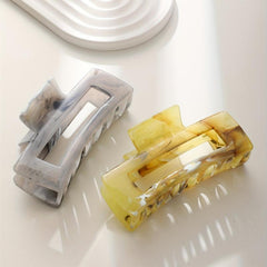 2pcs Large Hair Claw Hollow Rectangle Shark Claw Ponytail Holder