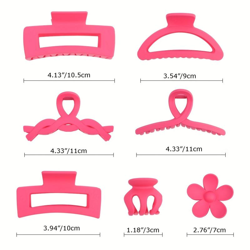 8pcs Rose Red Hair Claw Sweet Wavy Hair Clip Flower Shaped Jaw Claw
