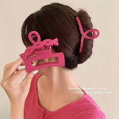 8pcs Rose Red Hair Claw Sweet Wavy Hair Clip Flower Shaped Jaw Claw