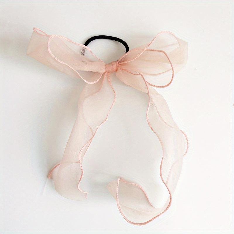 Organza Bow Scarf Hair Tie Long Ribbon Hair Tope Sweet Hair Ring