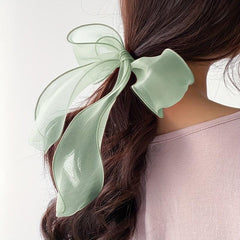 Organza Bow Scarf Hair Tie Long Ribbon Hair Tope Sweet Hair Ring