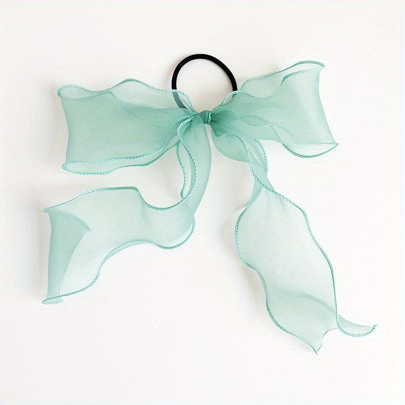 Organza Bow Scarf Hair Tie Long Ribbon Hair Tope Sweet Hair Ring