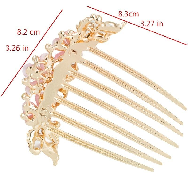 Rhinestone Flower Hair Comb 7 Teeth Metal Bridal Wedding Headdress