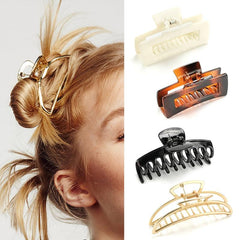 4pcs Vintage Metal Hair Claw Set with Acetate Shark Claw