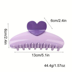 Glossy Candy Hair Claw Heart Decor Ponytail Holder Sweet Hair Clip