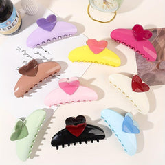 Glossy Candy Hair Claw Heart Decor Ponytail Holder Sweet Hair Clip