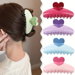 Glossy Candy Hair Claw Heart Decor Ponytail Holder Sweet Hair Clip