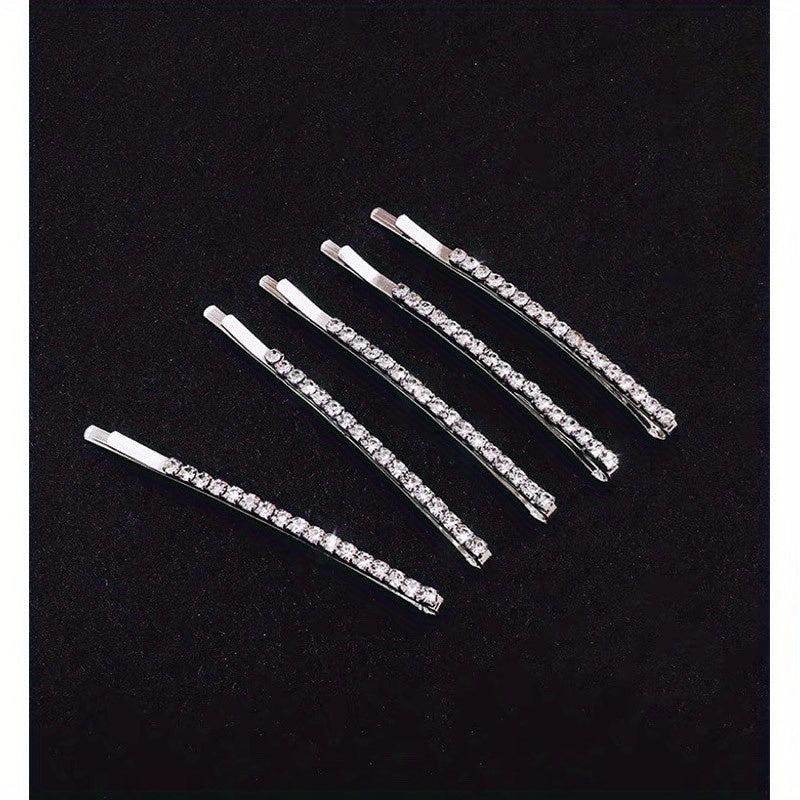 5pcs Rhinestone Hair Clip Bobby Pin Hair Barrette Hair Slides Clip Non Slip