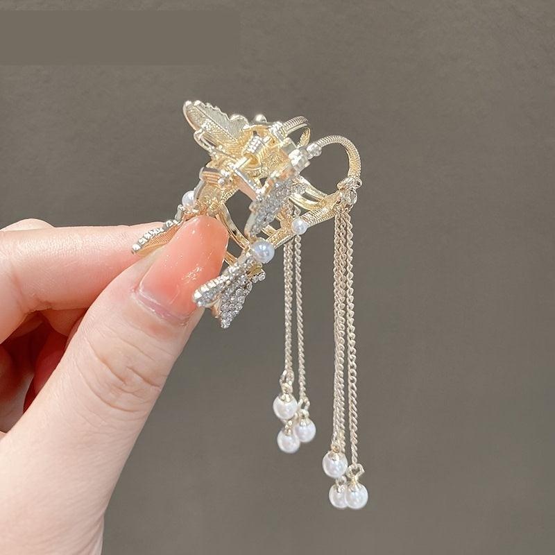 Faux Pearl Butterfly Hair Claw Pendant Head Jewelry Hair Accessories