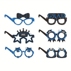 6 Pcs Glitter Paper Glasses Graduation Party Decorations