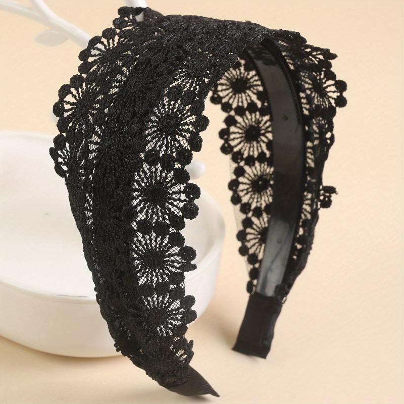 Wide Lace Headband Sweet Mother Headband Hollow Hair Band