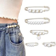 Faux Pearl Brooch for Women Rhinestone Shawl Pin Clip