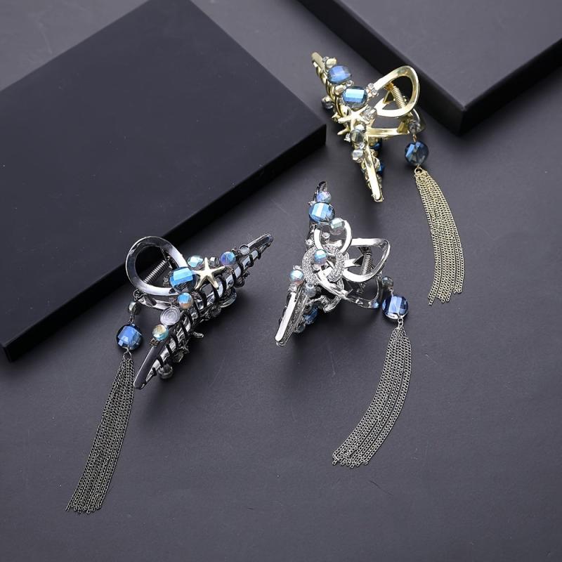 Tassel Metal Hair Claw Clip Non Slip Strong Hold Grip Hair Jaw Clip