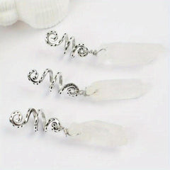 3pcs Gradient Stone Hair Ring Dreadlocks Braid Hippie Style Hair Accessories