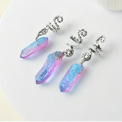 3pcs Gradient Stone Hair Ring Dreadlocks Braid Hippie Style Hair Accessories