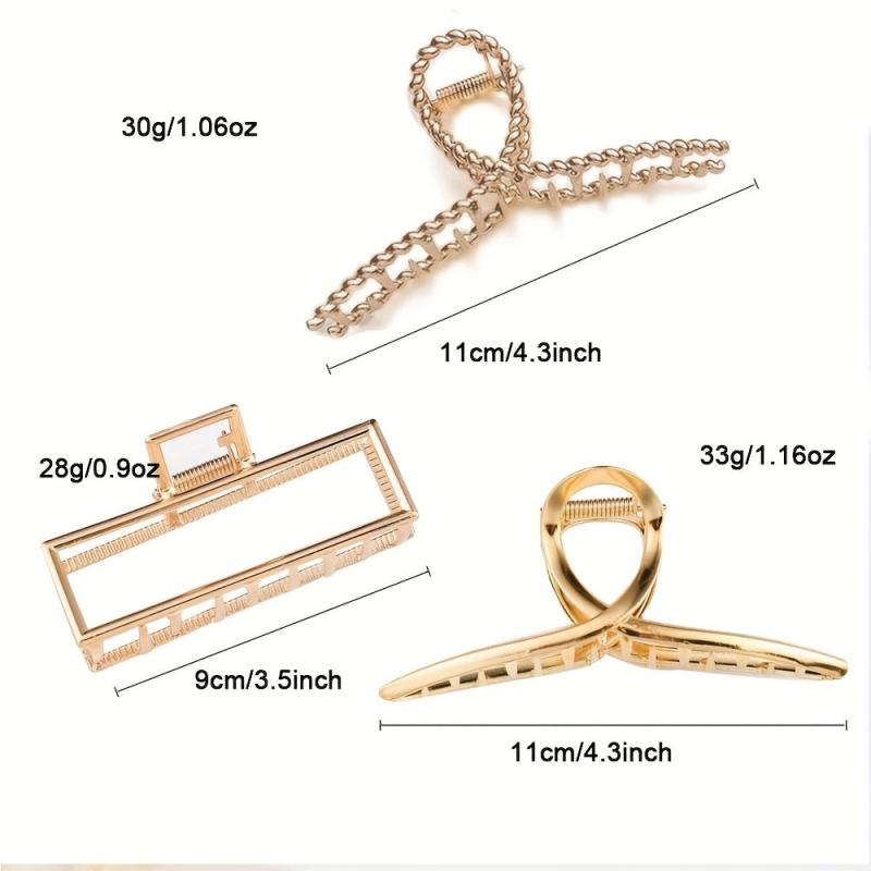 Metal Rectangle Hair Claw For Thick Hair Non Slip Barrette Long Hair Accessory