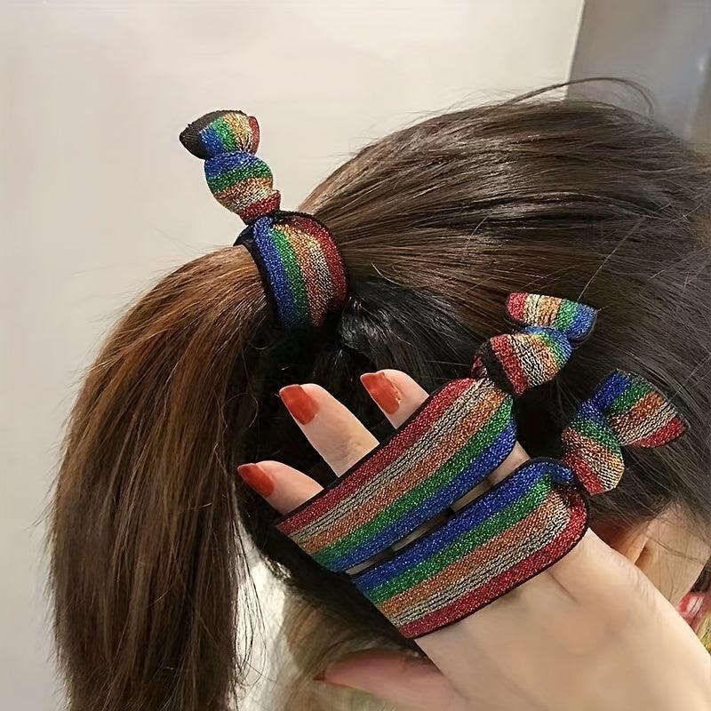 Leopard Hair Tie Rainbow Hair Rope Pride Month Hair Accessories