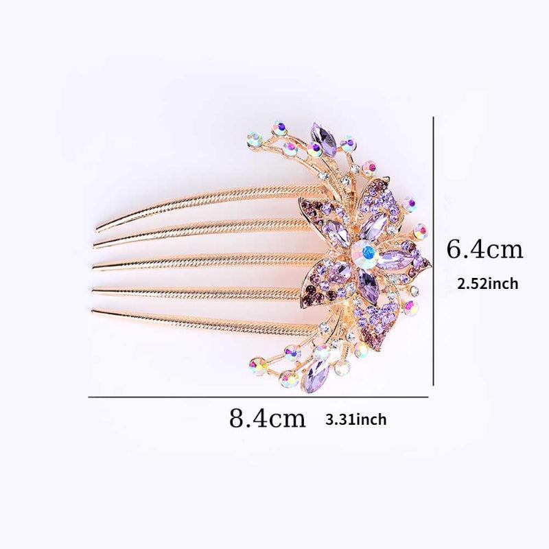 Vintage Flower Crystal Rhinestone Hair Side Comb Hairpin Hair Accessories