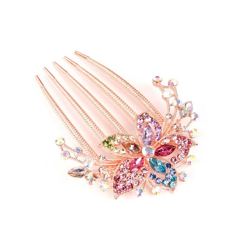 Vintage Flower Crystal Rhinestone Hair Side Comb Hairpin Hair Accessories