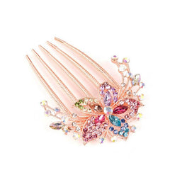 Vintage Flower Crystal Rhinestone Hair Side Comb Hairpin Hair Accessories