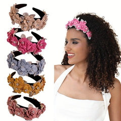 Flower Leaf Headband Wide Headdress Hair Band For Girls