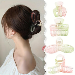 4pcs Transparent Hair Claw Hollow Shark Claw Gradient Hair Claw