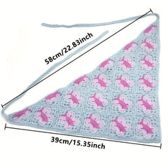 Women Butterfly Knitted Triangle Head Band Hair Crochet Bandanas Vintage