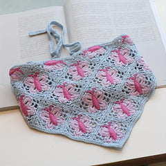 Women Butterfly Knitted Triangle Head Band Hair Crochet Bandanas Vintage