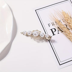 Faux Pearl Hair Clip Duck Billed Clip for Side Hair Bang