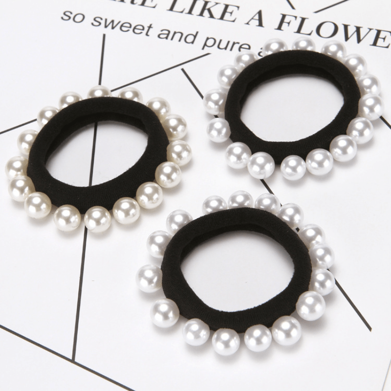 Faux Pearl Hair Tie Elastic Hair Rope Sweet Bracelet Hair Accessories