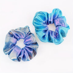 8pcs Y2K Laser Scrunchies Gradient Hair Rope Holographic Hair Ring