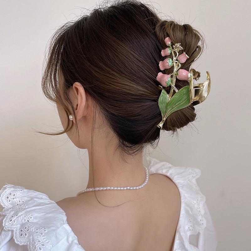 Bell Orchid Hair Claw Clip Flowers Hairpin For Women Girls