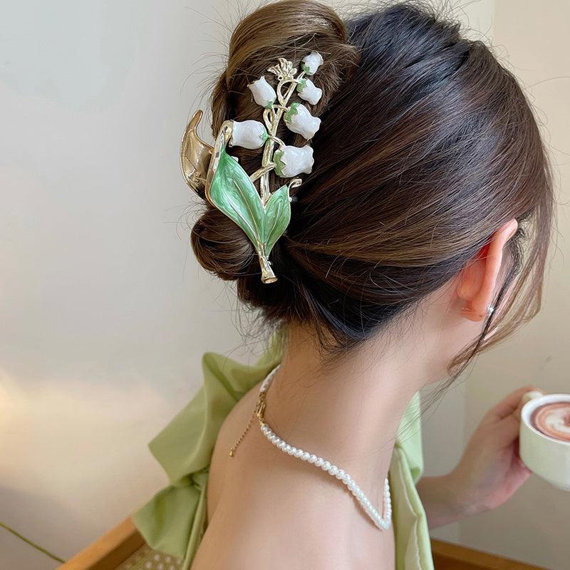 Bell Orchid Hair Claw Clip Flowers Hairpin For Women Girls