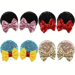 Sequin Mouse Ears Hair Clips Glitter Bows Baby Girls Accessories