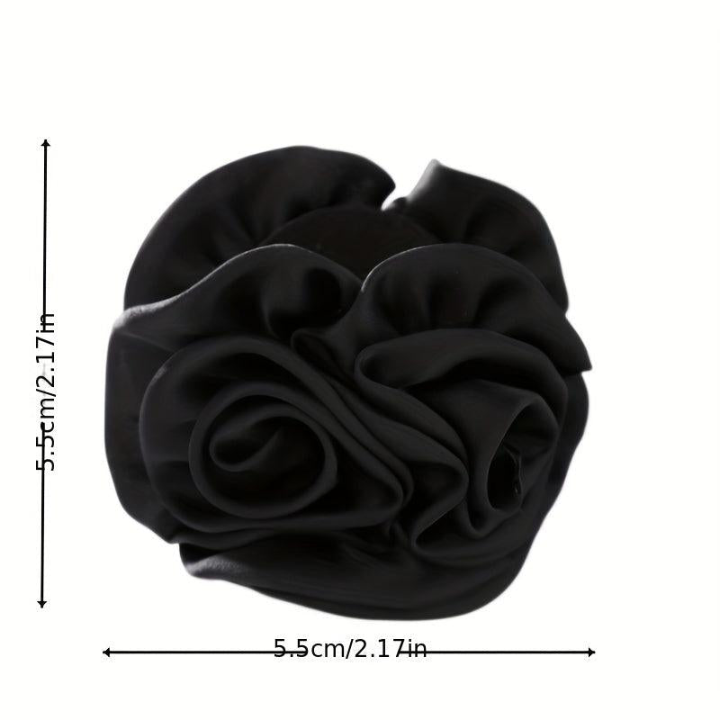 Fabric Flower Hair Claw Ponytail Holder for Women Girls