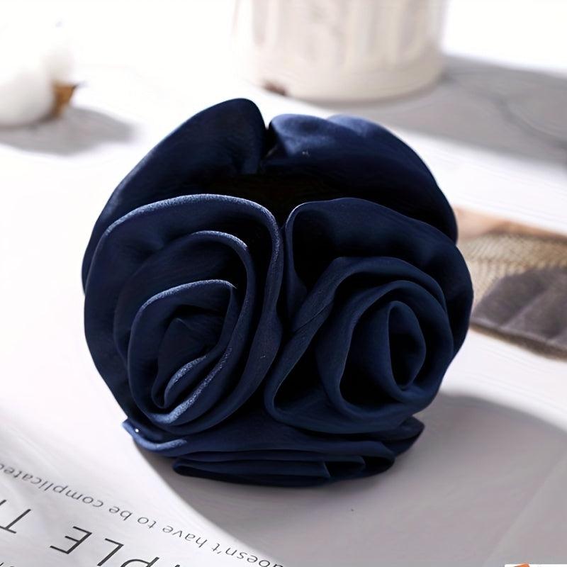 Fabric Flower Hair Claw Ponytail Holder for Women Girls