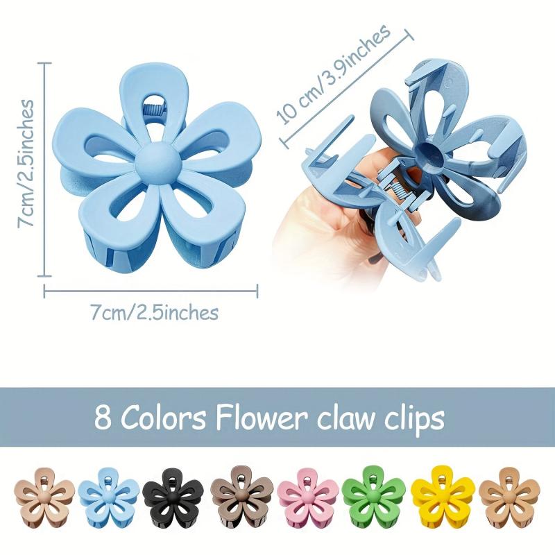 8pcs Flower Hair Claw Clip Solid Nonslip Bun Holder Sweet Hair Claw