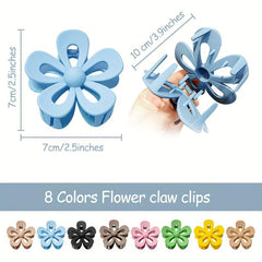 8pcs Flower Hair Claw Clip Solid Nonslip Bun Holder Sweet Hair Claw