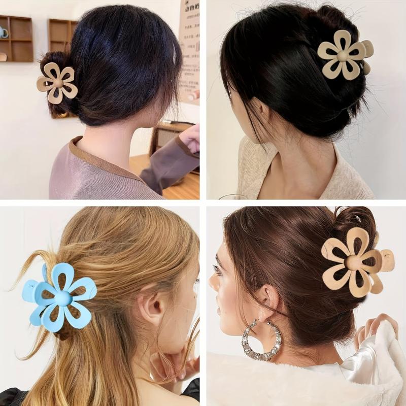 8pcs Flower Hair Claw Clip Solid Nonslip Bun Holder Sweet Hair Claw