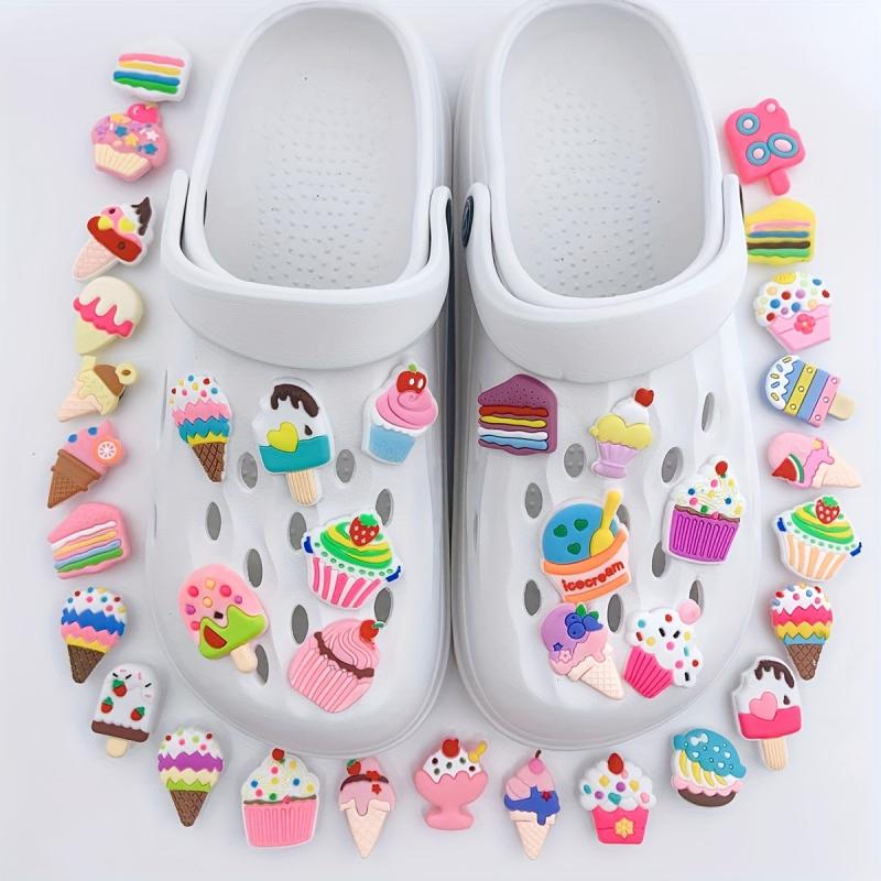 36pcs Ice Cream Cake Shoe Charm Resin Buckle DIY Accessories