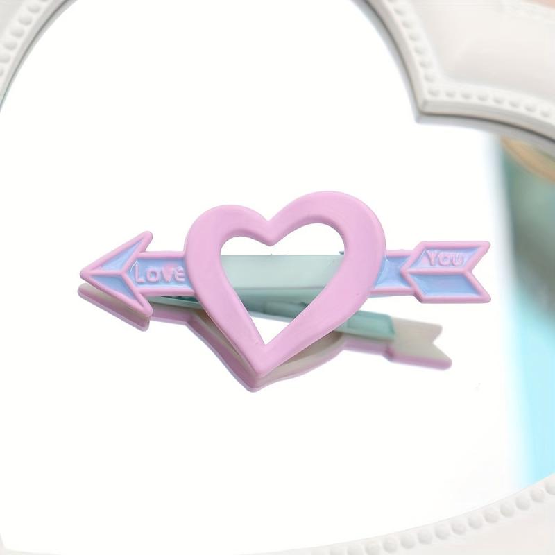 Sweet Heart Decor Hair Clip Duck Billed Clip For Side Hair Bang Braids