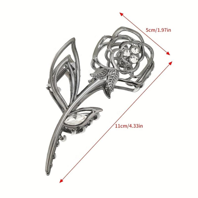 Vintage Metal Rose Flower Hair Claw Back Head Hair Claw Shark Claw Hair Accessor